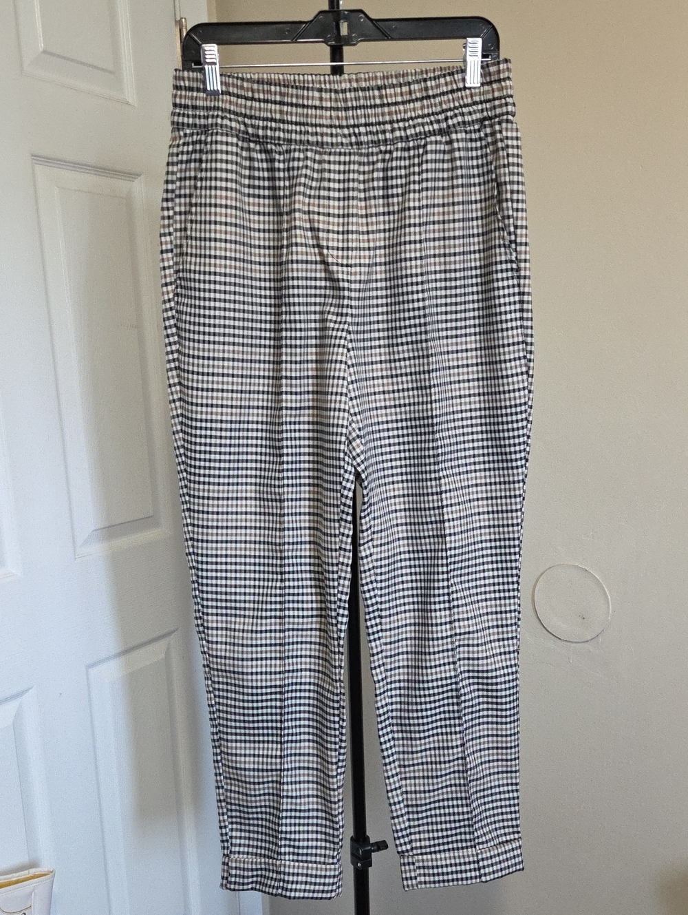 Lily Morgan Black & White Gingham Elastic Waist Pants